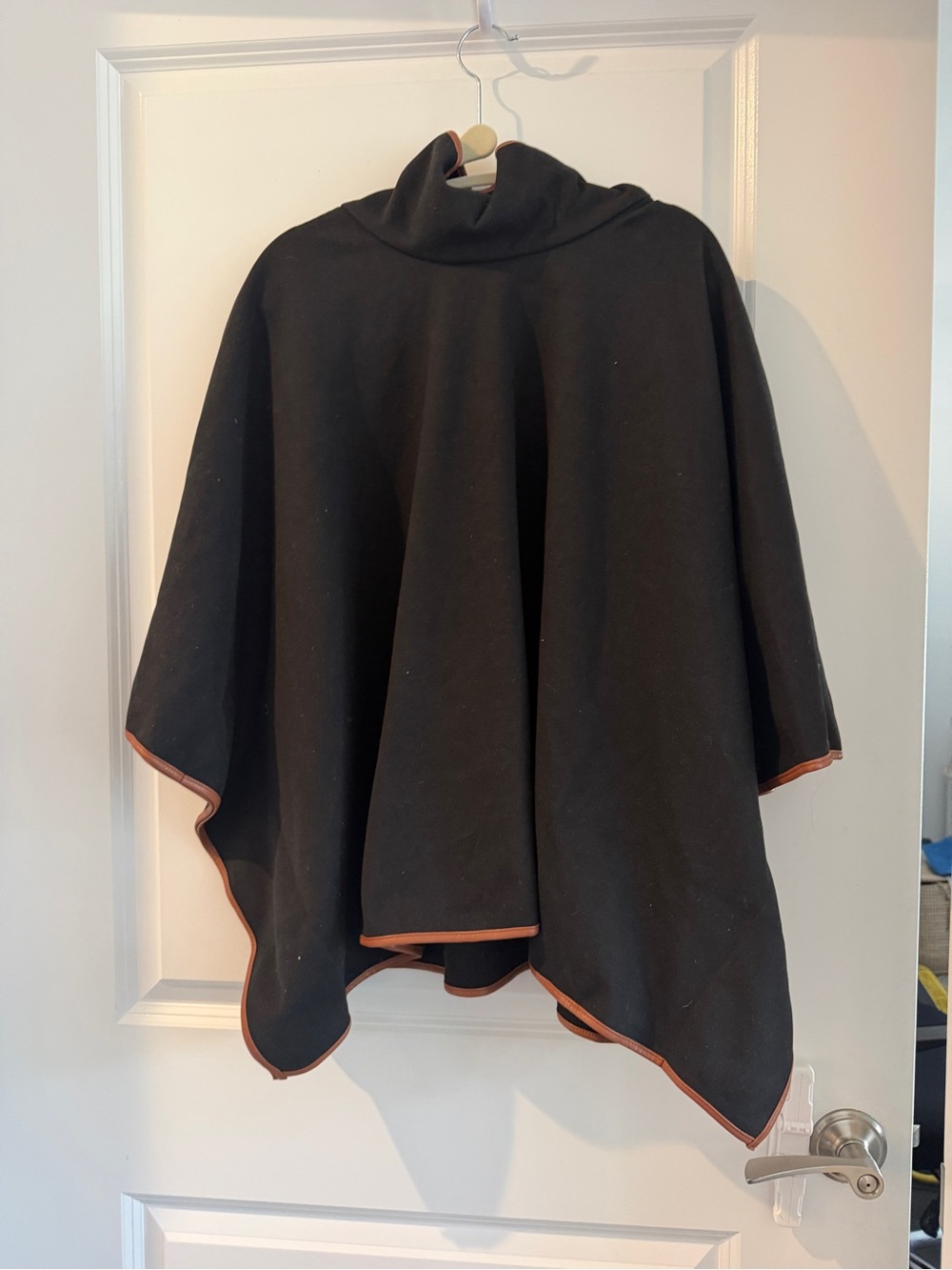 Tuckernuck Black Poncho with Brown Edge Trim